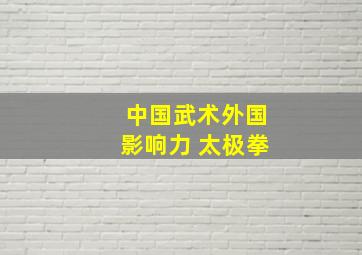 中国武术外国影响力 太极拳